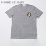 PIERRE BALMAIN ピエールバルマン Tシャツ メンズ ボーダ— アンカー イカリ アップリケ 人気商品 雑誌掲載 LEON